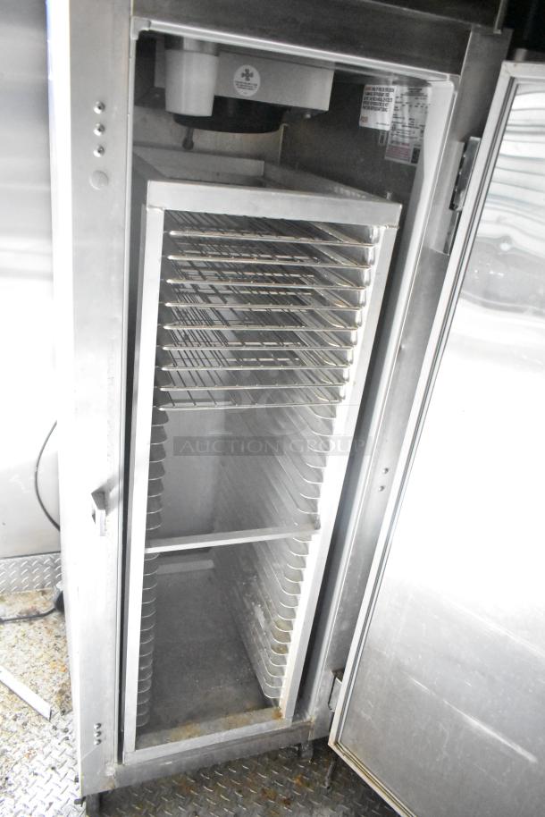 2021 Diamond Cargo 8.5' x 24' cold food trailer interior, shelving units, gray condition, VIN 53NBE2429M1089847.