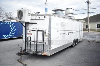 2019 Quality Cargo 24' Commercial 9,990 GVWR Fully Outfitted Food Trailer - Grease Hood w/ Fire Suppression System, Fryer, Grill & Pizza Prep Configuration with Blodgett Oven. VIN 50ZZ1E427KN012840.