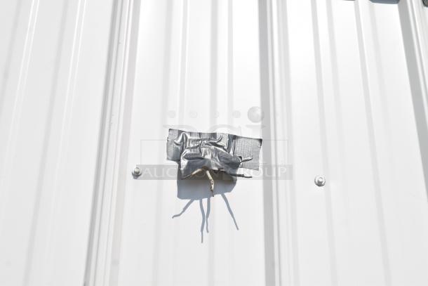 Unbranded food trailer with Diehard 27DC-2 battery, Eaton power box, counter, and ventilation fan, external wiring shown.