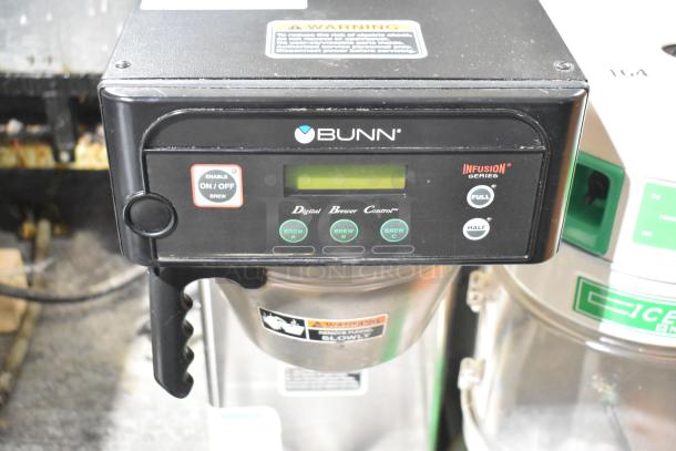 2020 Bunn ICB-DV Automatic Coffee Brewer, 120V, 1 Phase, excellent condition with digital controls and warning label.