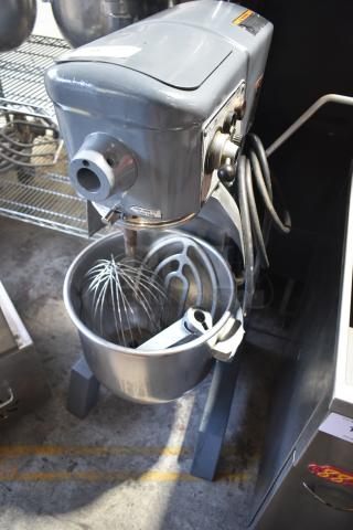 Hobart D300T 30 Qt. Planetary Dough Mixer with bowl, whisk, and paddles. 200V, 3 phase. Includes control panel and stand.