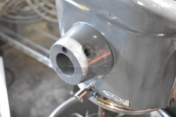 Hobart D300T 30 Quart Planetary Dough Mixer, gray finish, includes mixing bowl, whisk, and 2 paddle attachments, 200V 3-phase.