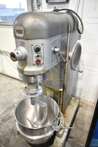 Hobart P660 60-quart planetary dough mixer with mixing bowl and dough hook, 208-240V, 3 phase, visible wear.