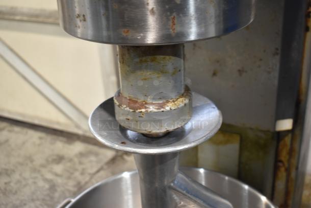 Hobart P660 commercial dough mixer, 60-quart capacity, with bowl and dough hook attachment. 208-240V, 3-phase. Visible wear.