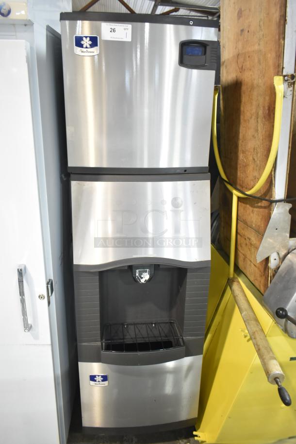 Manitowoc ID0322A-161 commercial ice maker on hotel dispenser, stainless steel finish, 115V, 1 phase, new condition.