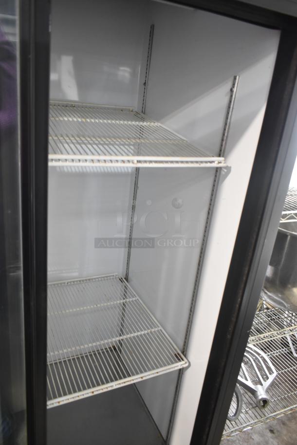 Beverage Air MT38 Commercial 2 Door Reach In Cooler Merchandiser, 115V, 1 Phase, interior view, wire shelves visible.