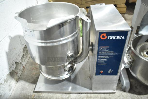 Groen TDB-20 Commercial 20 Quart Tilting Steam Kettle, stainless steel, excellent condition, visible control panel.