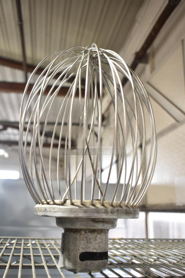 Hobart mixer whisk attachment, metal wires, moderate wear, used condition, designed for commercial mixers.