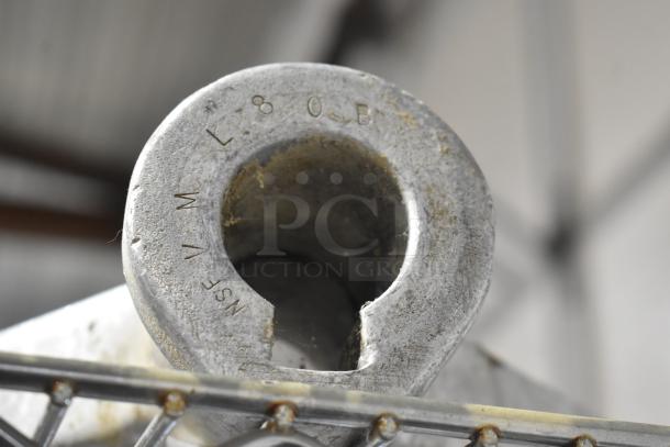 Hobart mixer attachment with "80 B" marking, indicating 80-quart compatibility. Used condition with visible manufacturing marks.