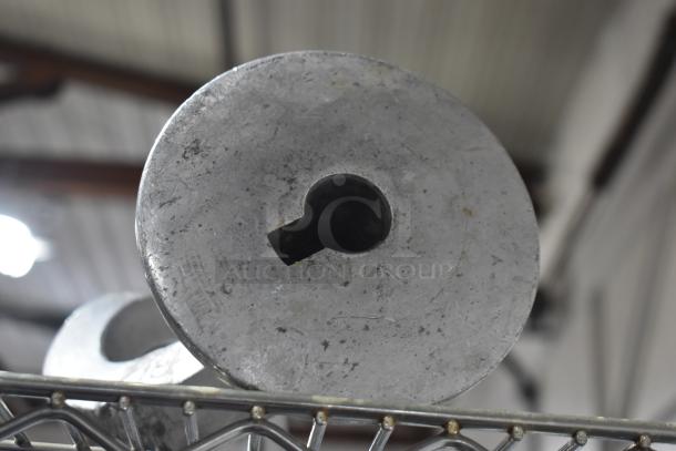 Hobart mixer attachments, including a dough hook and 30-quart paddle, metal construction, used condition.