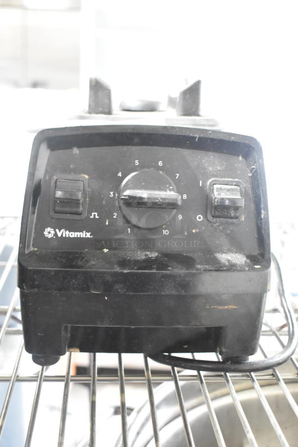 2018 Vita-Mix VM0197 commercial blender base, 120V, 1 phase, black, visible wear, labeled controls, sturdy build.