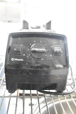 2018 Vita-Mix VM0197 commercial blender base, 120V, 1 phase, black, visible wear, labeled controls, sturdy build.