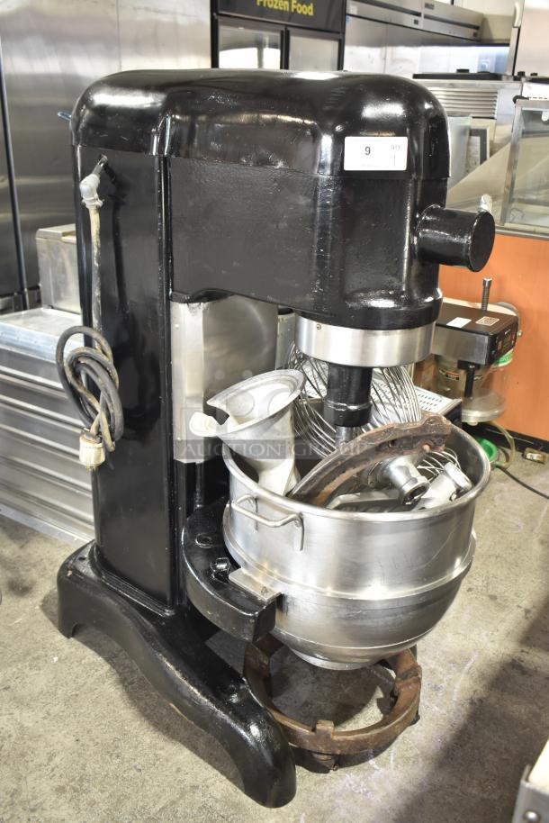 Hobart L800 80 Quart Dough Mixer with bowl, adapter, paddle, whisk, and dough hook. 220V, 3 phase. Excellent condition.