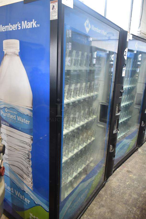 Crane 5800-4 vending machine, metal, 115V, 1 Phase, with bill acceptor, commercial use, Member's Mark branding.