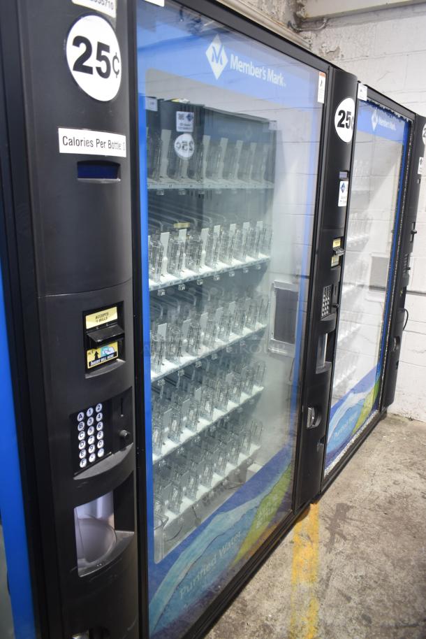 Crane 5800-4 Metal Commercial Bottled Drink Vending Machine with Bill Acceptor, 115 Volts, 1 Phase, used condition.