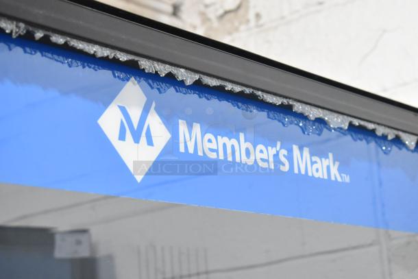 Crane 5800-4 vending machine with visible glass damage, Member's Mark branding, bill acceptor, 115V, 1-phase.