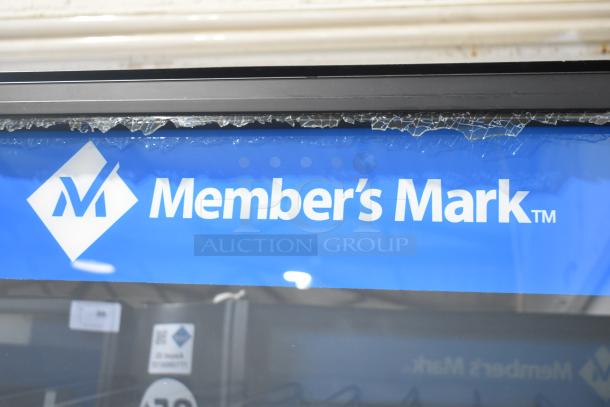 Crane 5800-4 vending machine with bill acceptor, showing cracked glass damage. Power: 115V, 1 phase. Member's Mark branding.