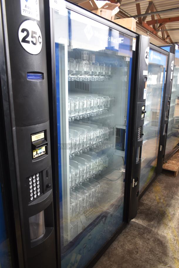 Crane 5800-4 commercial drink vending machine with bill acceptor. 115 volts, 1 phase. Visible labels, good condition.