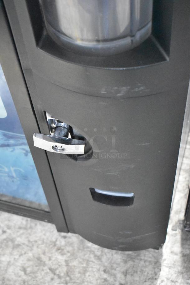 Crane 5800-4 metal commercial vending machine with bill acceptor, visible lock, minor scratches; 115V, 1 phase.