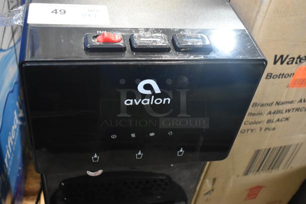 Avalon A4BLWTRCLR and A23F bottom loading water coolers, black, 120V, controls for hot, cool, cold water. Quantity: 1 per box.