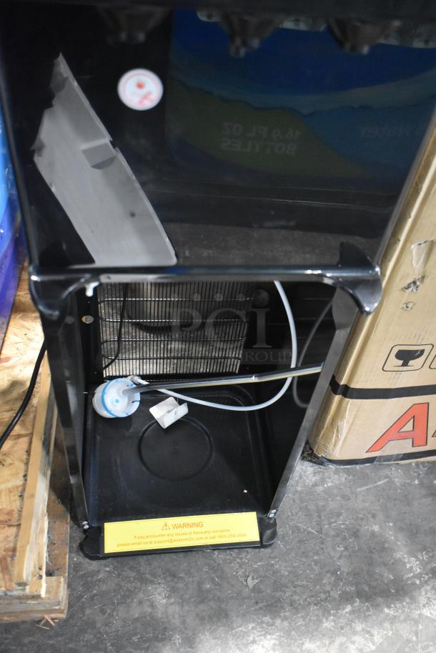 Avalon A4BLWTRCLR and A23F bottom loading water coolers; 120 volts, 1 phase; visible interior and caution label.