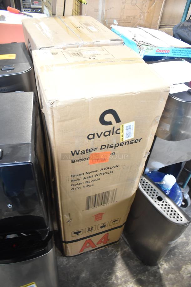 Avalon A4BLWTRCLR Bottom Loading Water Cooler in box; labeled black, 120 volts, new condition, ready for auction.
