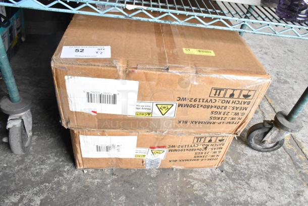 Two boxes of LifePro Rimblex Max 4D Vibration Plates, brand new, labeled "Scratch and Dent", auction lot with tags indicating quantity 2.