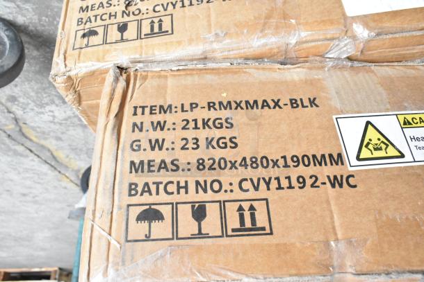 Two new LifePro Rimblex Max 4D Vibration Plates in damaged boxes, item code LP-RMXMAX-BLK, 21kg net weight, 820x480x190mm.