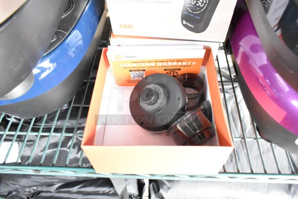 4 LifePro items: Relievacup cupping device, Biorejuvenate nasal therapy, Velocity massage ball, Legra massager, new in box.