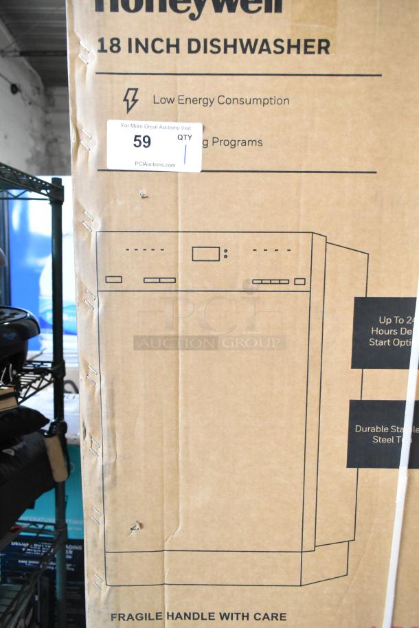 Brand new Honeywell HDS18B 18" dishwasher, 8 place settings, 6 wash programs, stainless steel tub, UL/Energy Star. Scratch and dent.