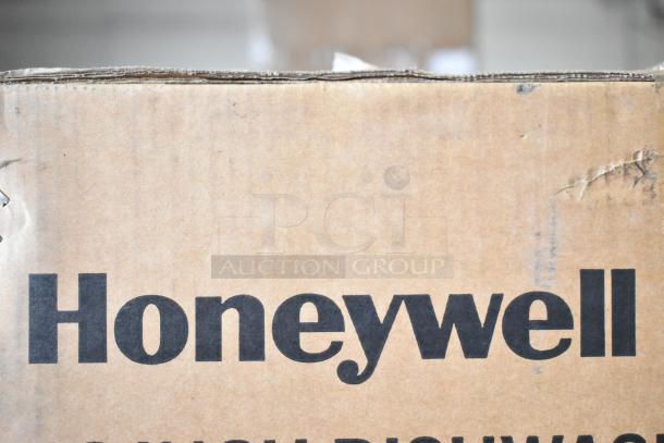 Cardboard box labeled Honeywell; contains new Honeywell HDS18SS dishwasher, 18-inch, 8 settings, 6 programs, stainless steel tub.