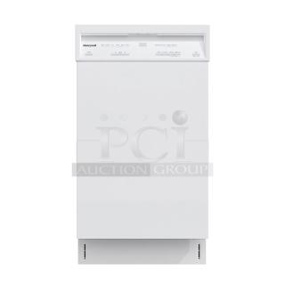 "Brand new Honeywell HDS18W 18'' dishwasher, 8 place settings, 6 programs, stainless steel tub, white, UL/Energy Star rated."