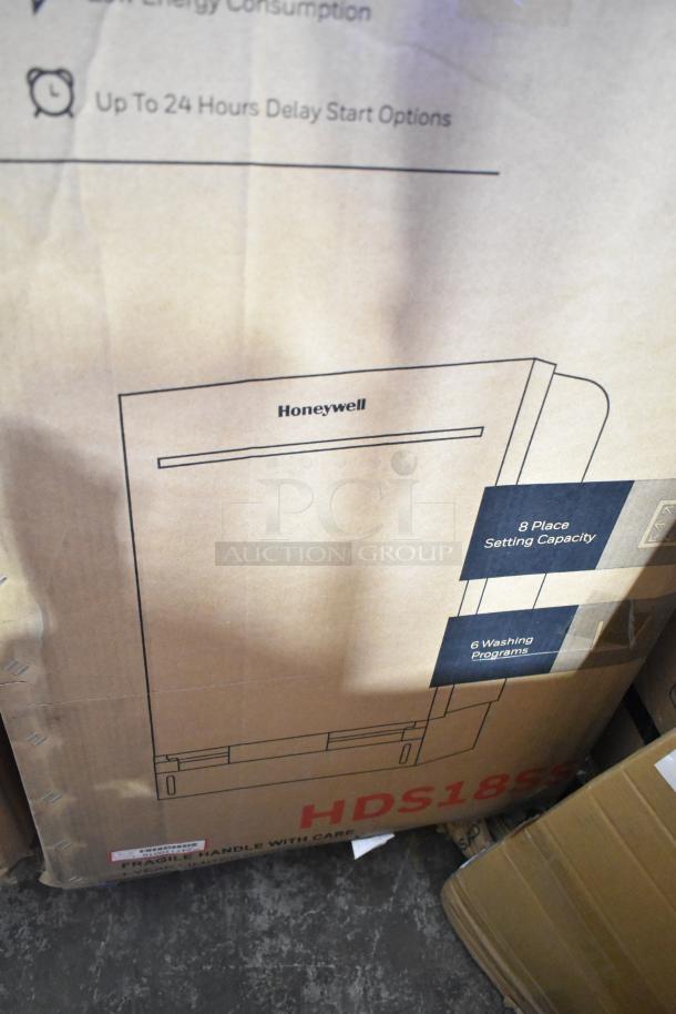 Brand new Honeywell HDS18SS dishwasher in box; 8 settings, 6 programs, stainless steel tub, UL/Energy Star, 115V, 1 Phase.