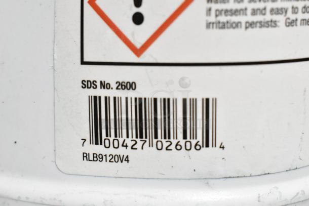 Barcode on Diversey product label, SDS No. 2600, code RLB9120V4.