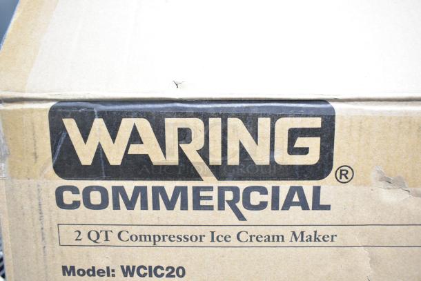 BRAND NEW Waring WCIC20 2 Qt. Compressor Ice Cream Maker, 120 Volts, 1 Phase. Scratch and dent condition shown on packaging.