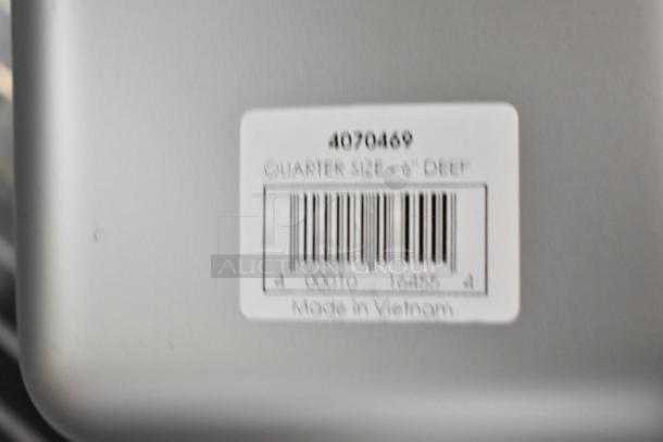 Label on metal surface shows "4070469, Quarter Size - 6" Deep, Made in Vietnam" with a barcode.