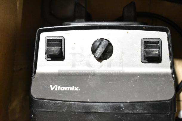 Set of two Vita-Mix VM0102/VM0103 blenders, no lids, 120 volts, 1 phase, visible wear, ideal for value bidding.