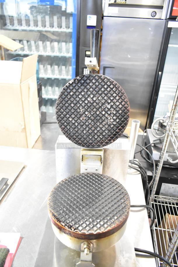 Star SWCBE countertop waffle cone maker, 120 volts, 1 phase, metal construction, showing some usage wear.