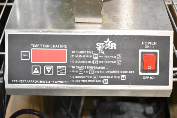 Star SWCBE countertop waffle cone maker with digital control panel, 120 volts, clean condition, power switch visible.