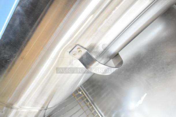 Curtis TC-7H Beverage Holder Dispenser, stainless steel, close-up of handle, clean condition. Suitable for commercial use.