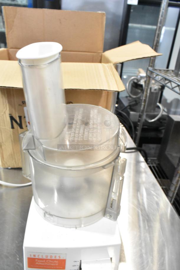 Cuisinart HandyPrep 3 Cup Food Processor, includes feed chute attachment, 120 volts, 1 phase, appears gently used.