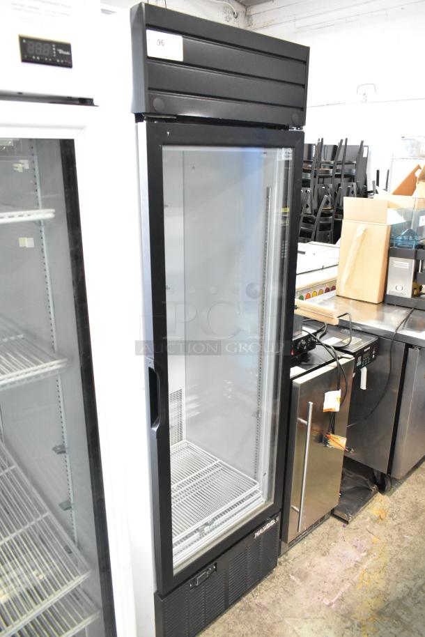 2019 Habco SE18 commercial cooler, single door, 115V, 1-phase, in excellent condition, visible shelving inside.