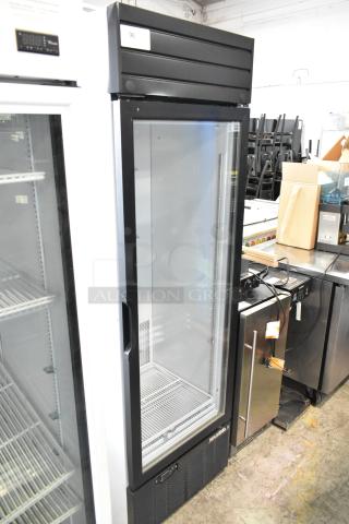 2019 Habco SE18 commercial cooler, single door, 115V, 1-phase, in excellent condition, visible shelving inside.