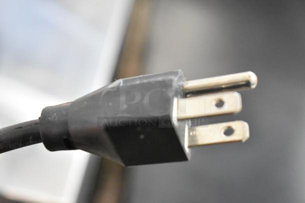 2019 WZ-DZ(D)-GB Waffle Bites Maker power plug, 110 Volts, 1 Phase, close-up view.