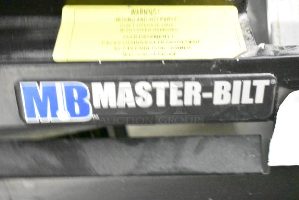 Master-Bilt BGR-15 commercial cooler label, featuring brand logo. Single door model, 115 volts, 1 phase, details obscured.