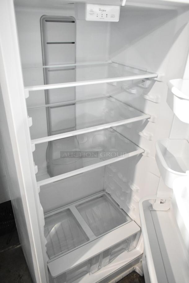 Whirlpool WRR56X13FW02 Reach In Cooler, 115V, 1 Phase, clean interior, shelves intact, Whirlpool branding visible.