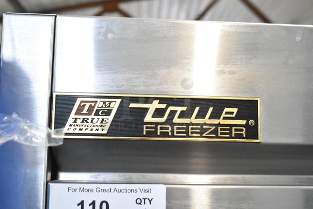 2016 True T-19F commercial freezer, single door, 115 volts, 1 phase, True logo label on stainless steel exterior.