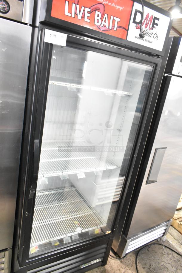 2019 True GDM-26F-HC commercial single door reach-in cooler, glass front, 115 volts, 1 phase, clean condition, shelving included.
