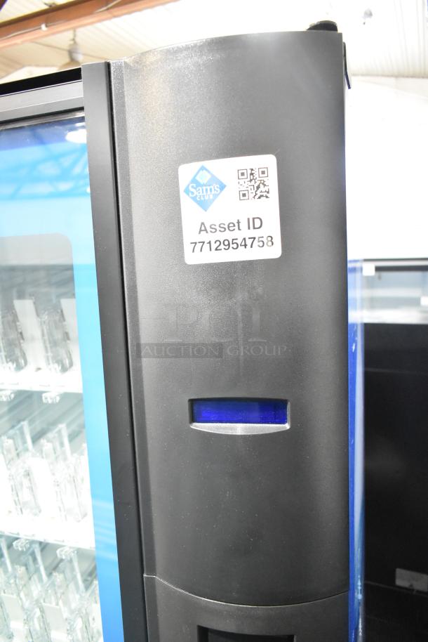 Crane 5800-4 metal commercial drink vending machine with bill acceptor, 115V, 1 Phase. Asset ID: 7712954758 visible.