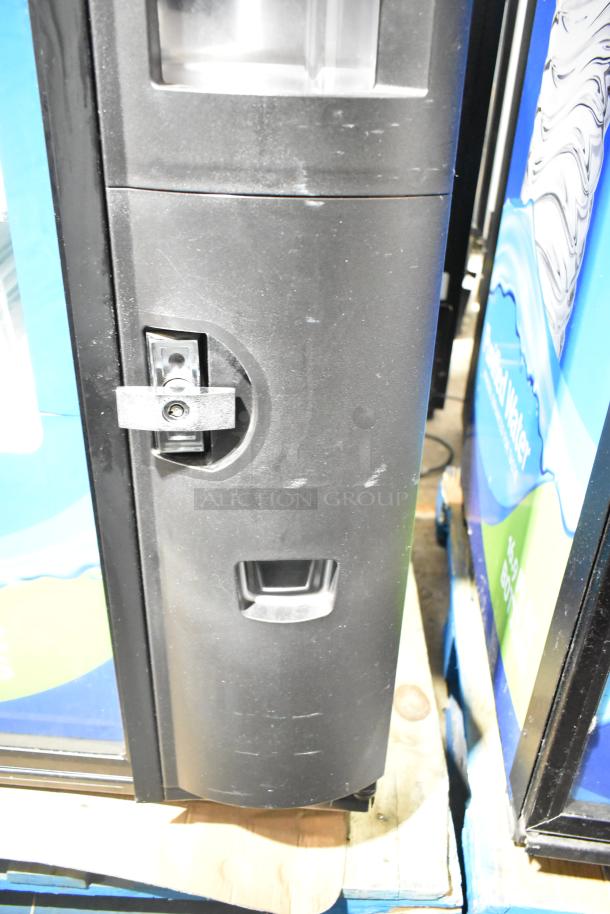 Crane 5800-4 metal commercial drink vending machine with bill acceptor, 115V, 1 Phase, minor surface scratches visible.